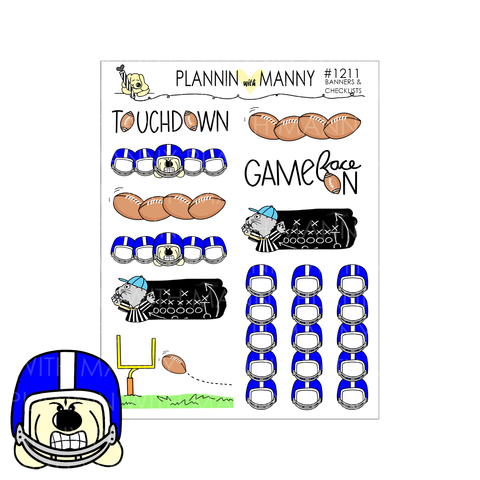 1211 Game Day Mini Banner & Checklist Football Planner Stickers - Game Day Collection