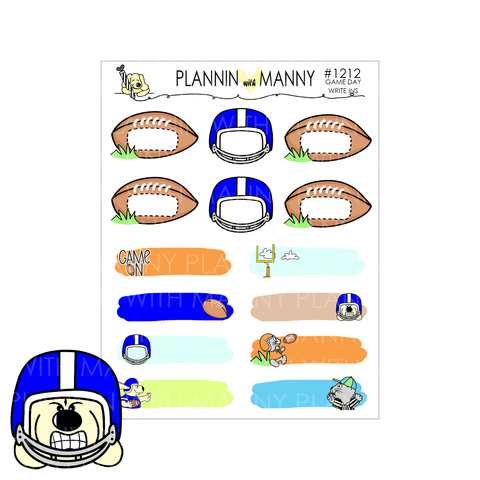 1212 Football Game Day Write In Planner Stickers - Game Day Collection