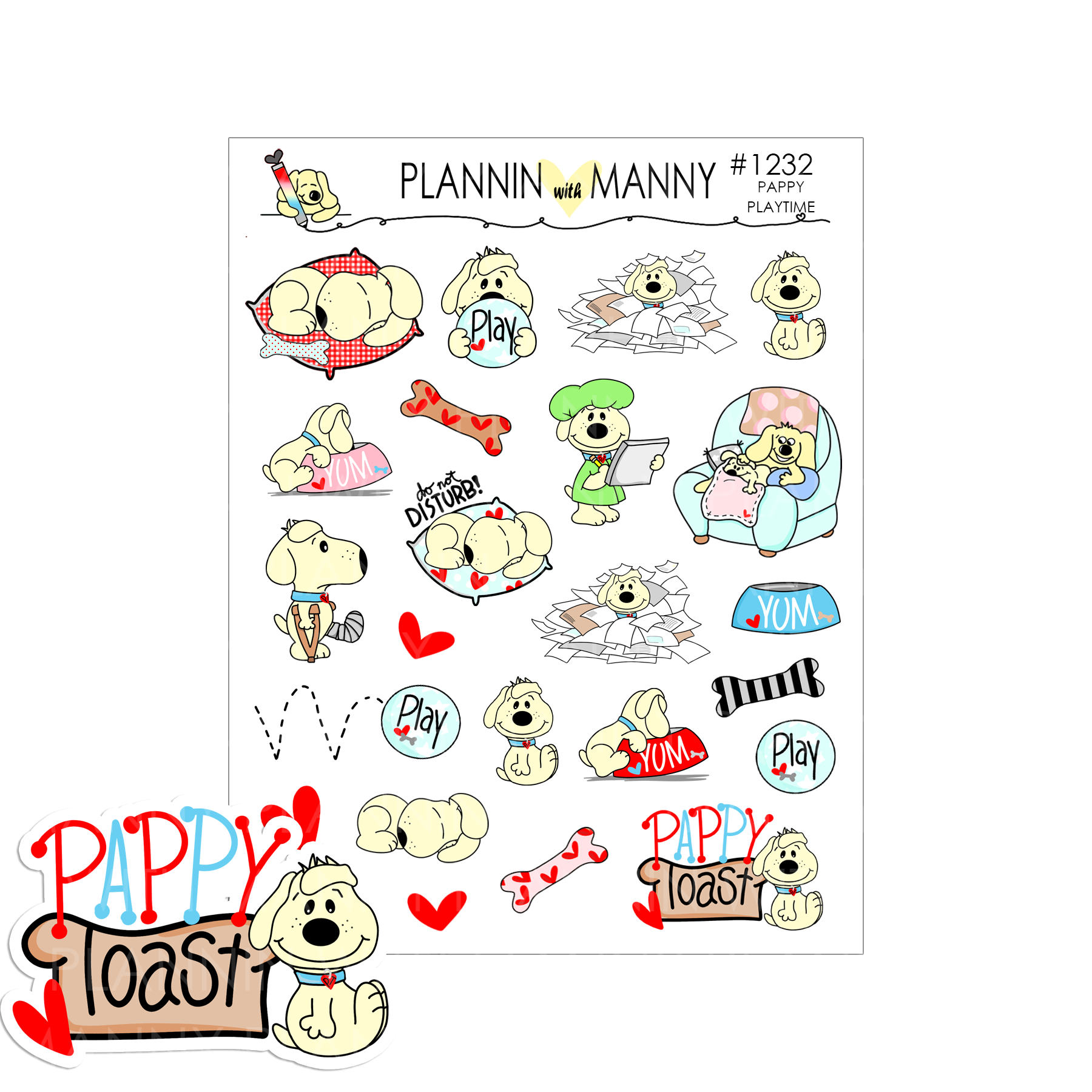 1233 Pappy Toast Mixed Planner Stickers