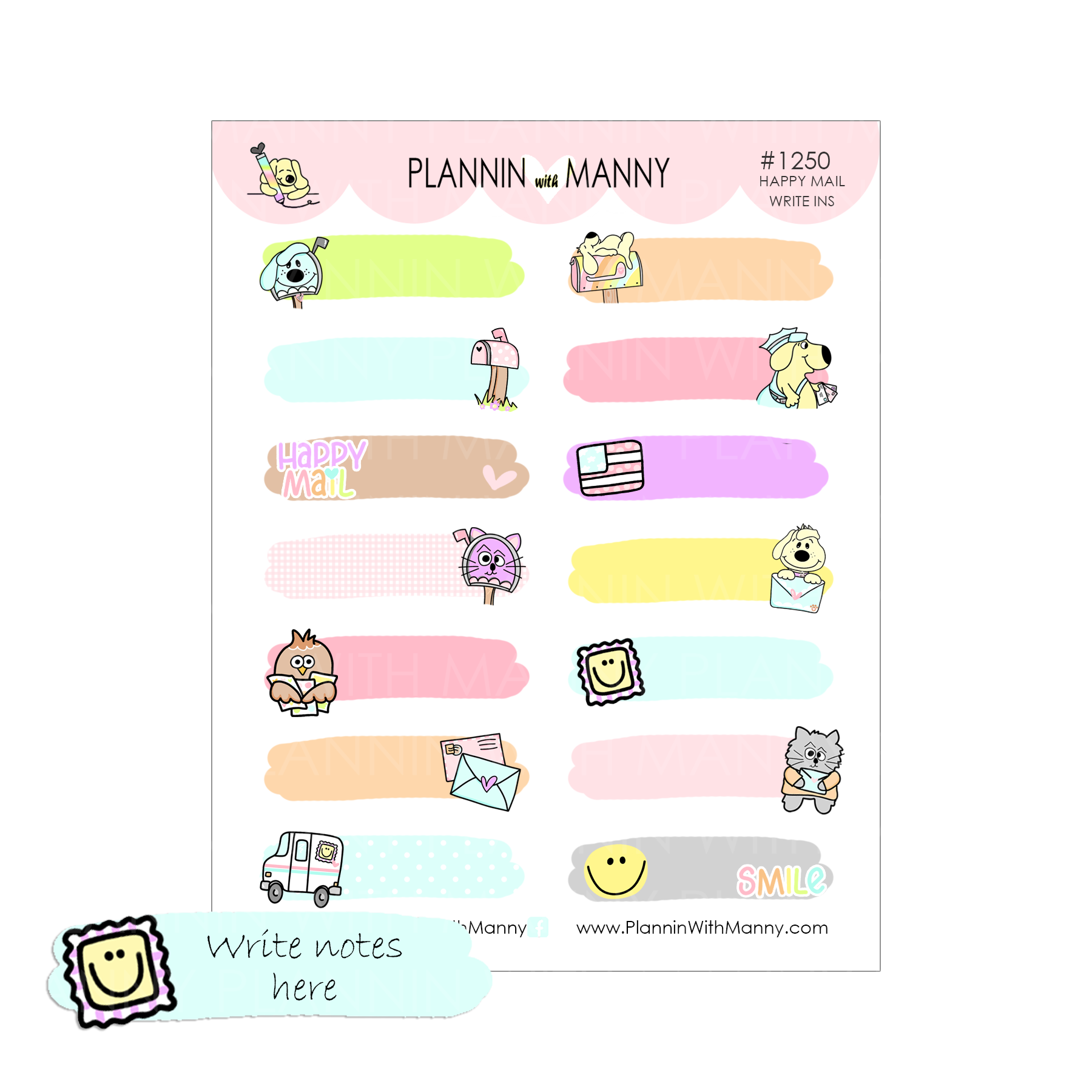 1250 Happy Mail Write In Planner Stickers
