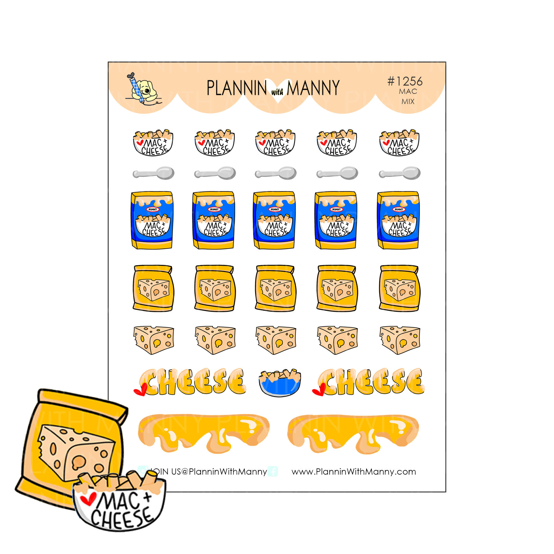 1256 Mac & Cheese Planner Stickers