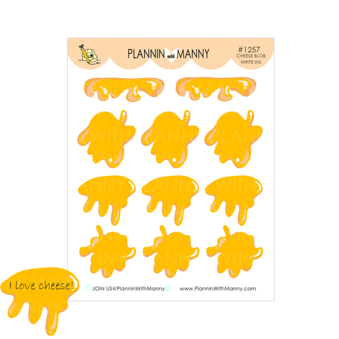 1257 Cheese Blob Write In Planner Stickers