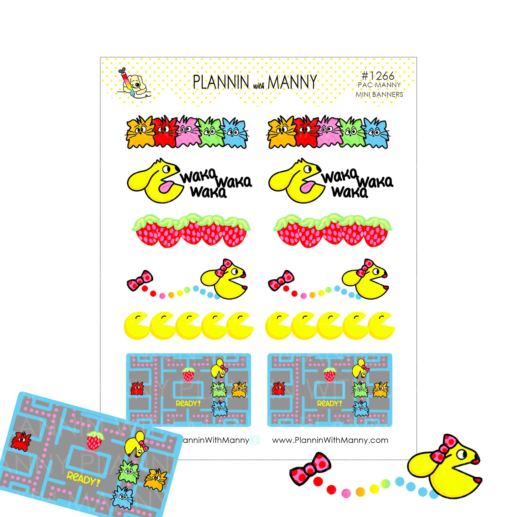1266 Pac Manny Mini Banner Planner Stickers