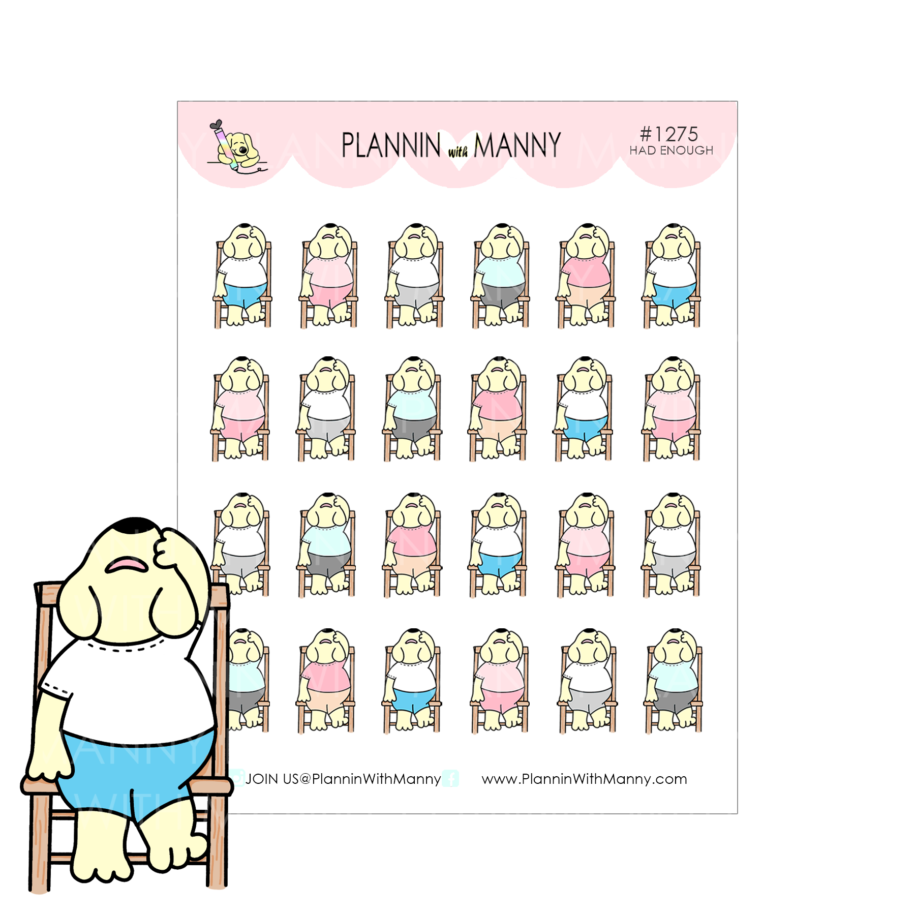 1275 Had Enough Planner Stickers, Exhausted