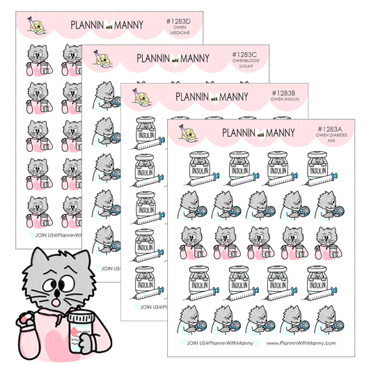 1283 Diabetes, Blood Sugar, Insulin, and Mixed Planner Stickers