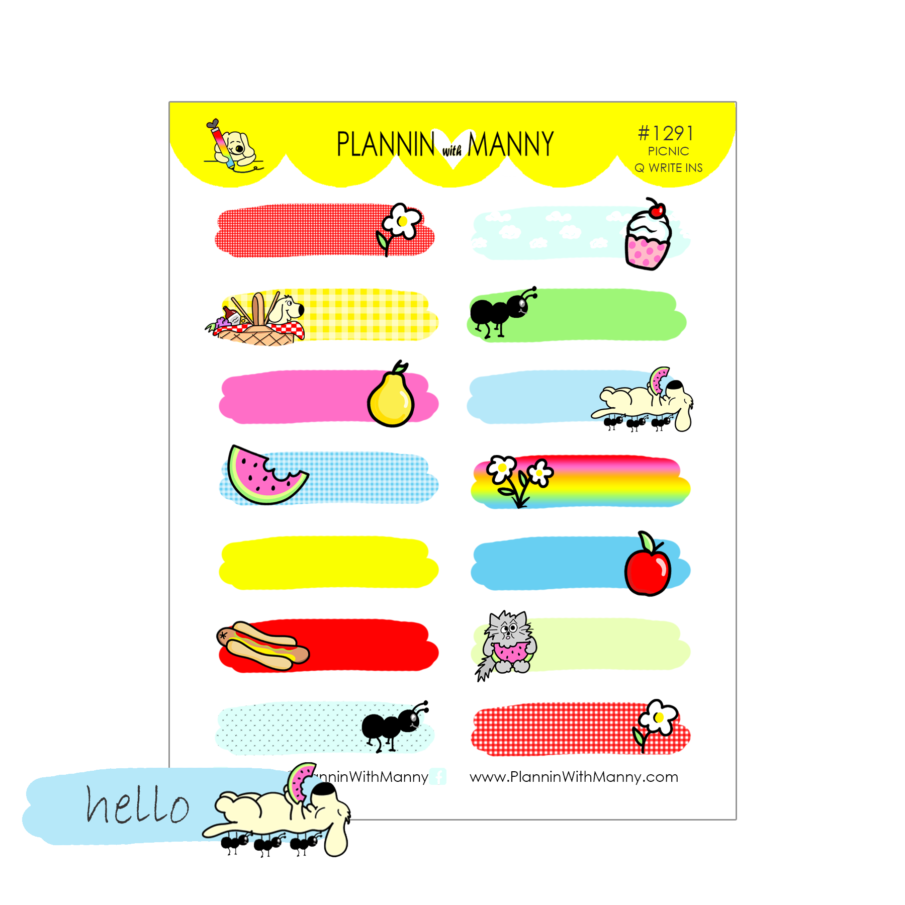 1291 Picnic Write In Planner Stickers