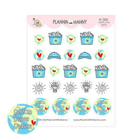 1300 Love My Earth Deco Planner Stickers