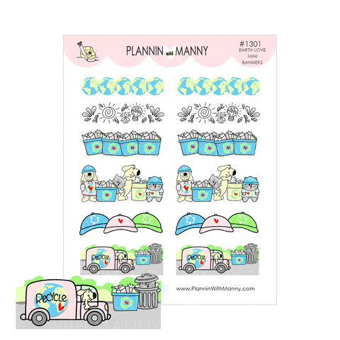 1301 Love My Earth Mini Banner Planner Stickers