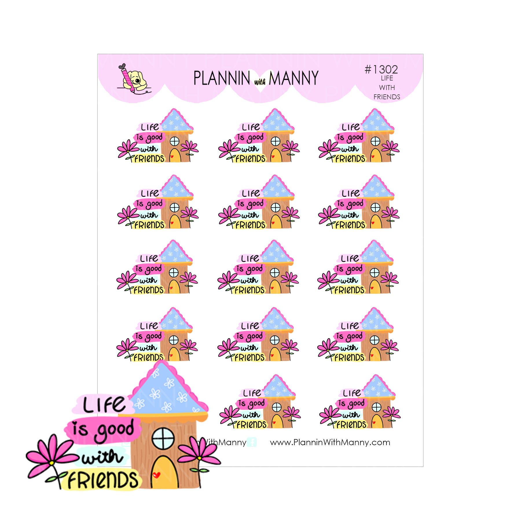 1302 LIfe is Good with Friends Planner Stickers