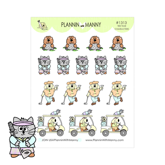 1313- Tee Time Character Planner Stickers