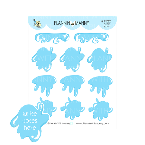 1322 Water Blob Write In Planner Stickers
