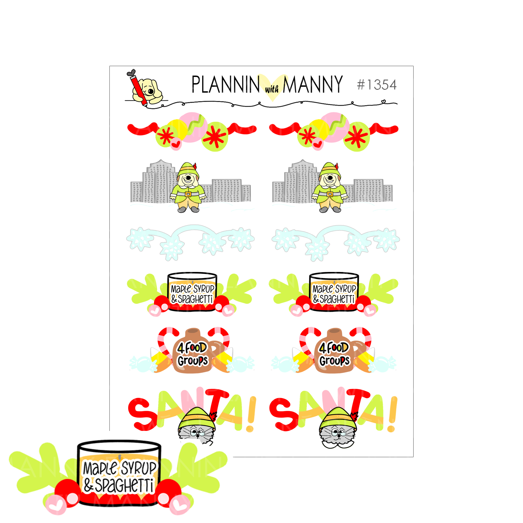 1354 Elfin Mini Banner Planner Stickers