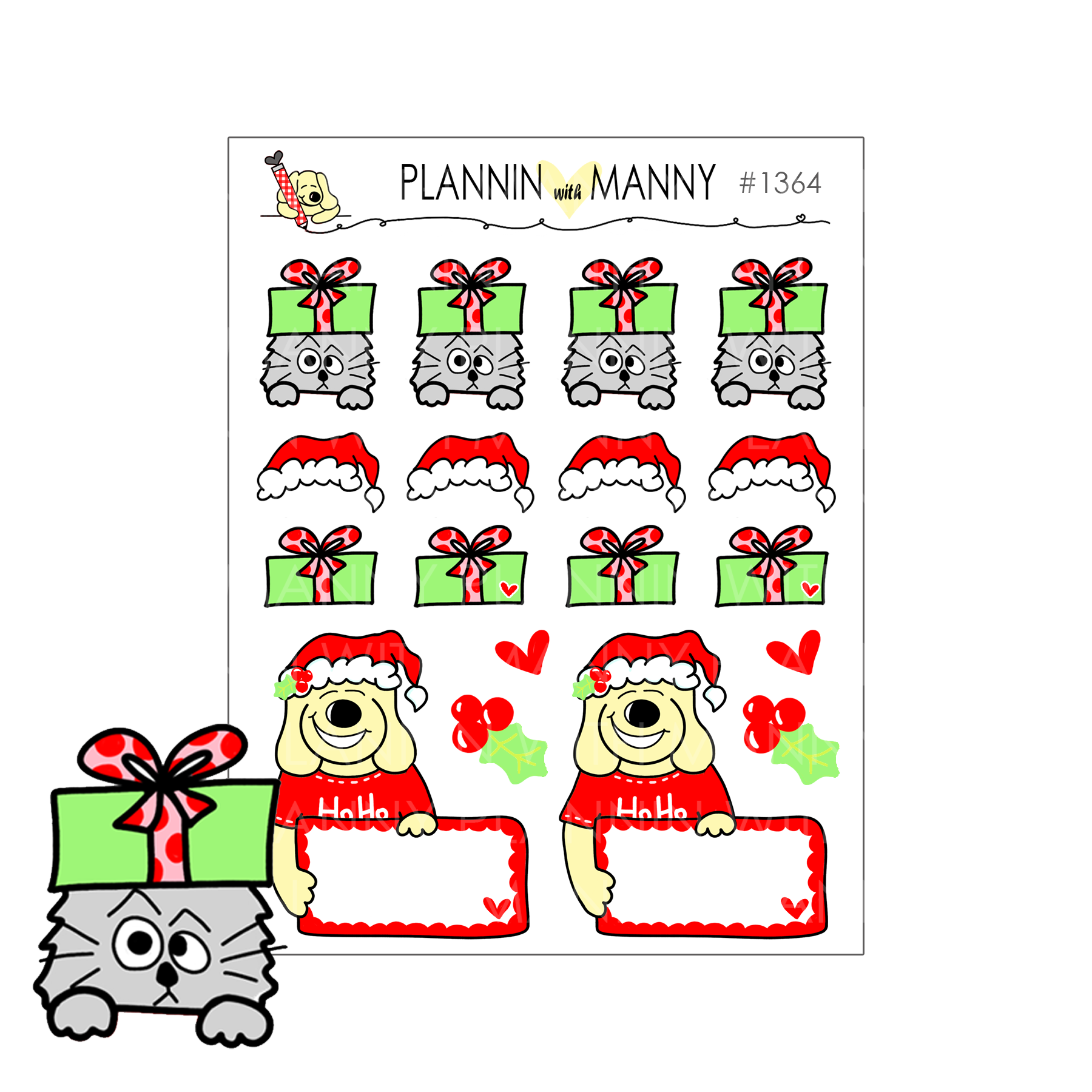 1364 Owne & Manny Holiday Planner Stickers