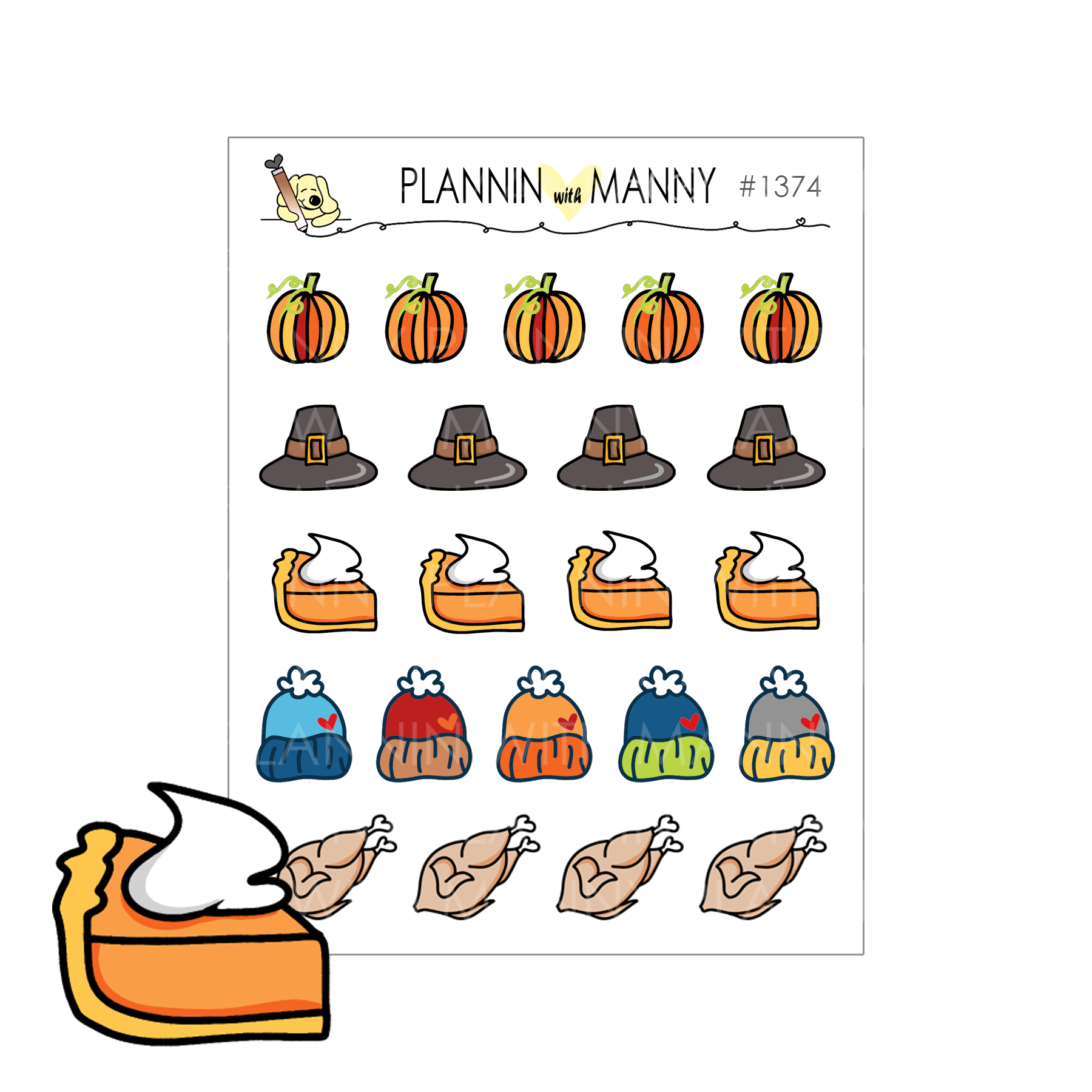 1374 Cozy Doodle Thanksgiving Deco Planner Stickers