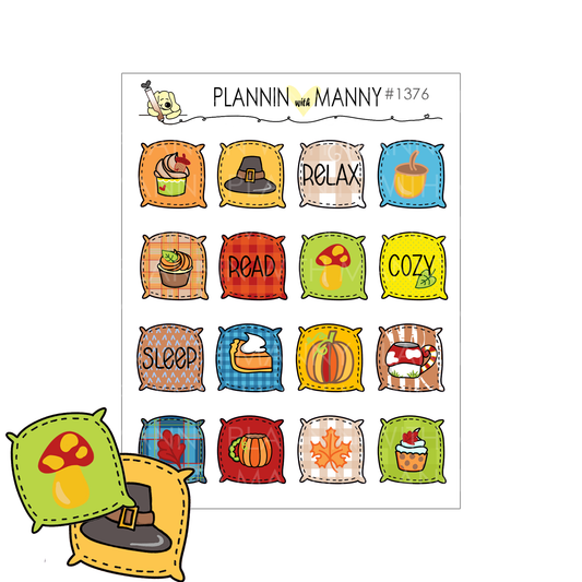 1376 Cozy Doodles Pillow Talk Planner Stickers