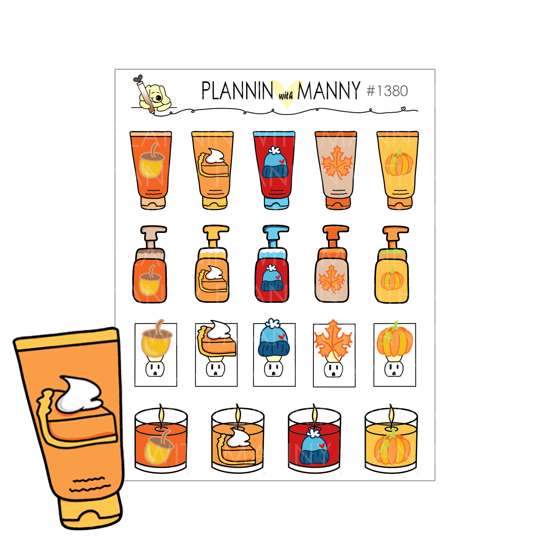 1380 Bath and Body Cozy Doodle Planner Stickers