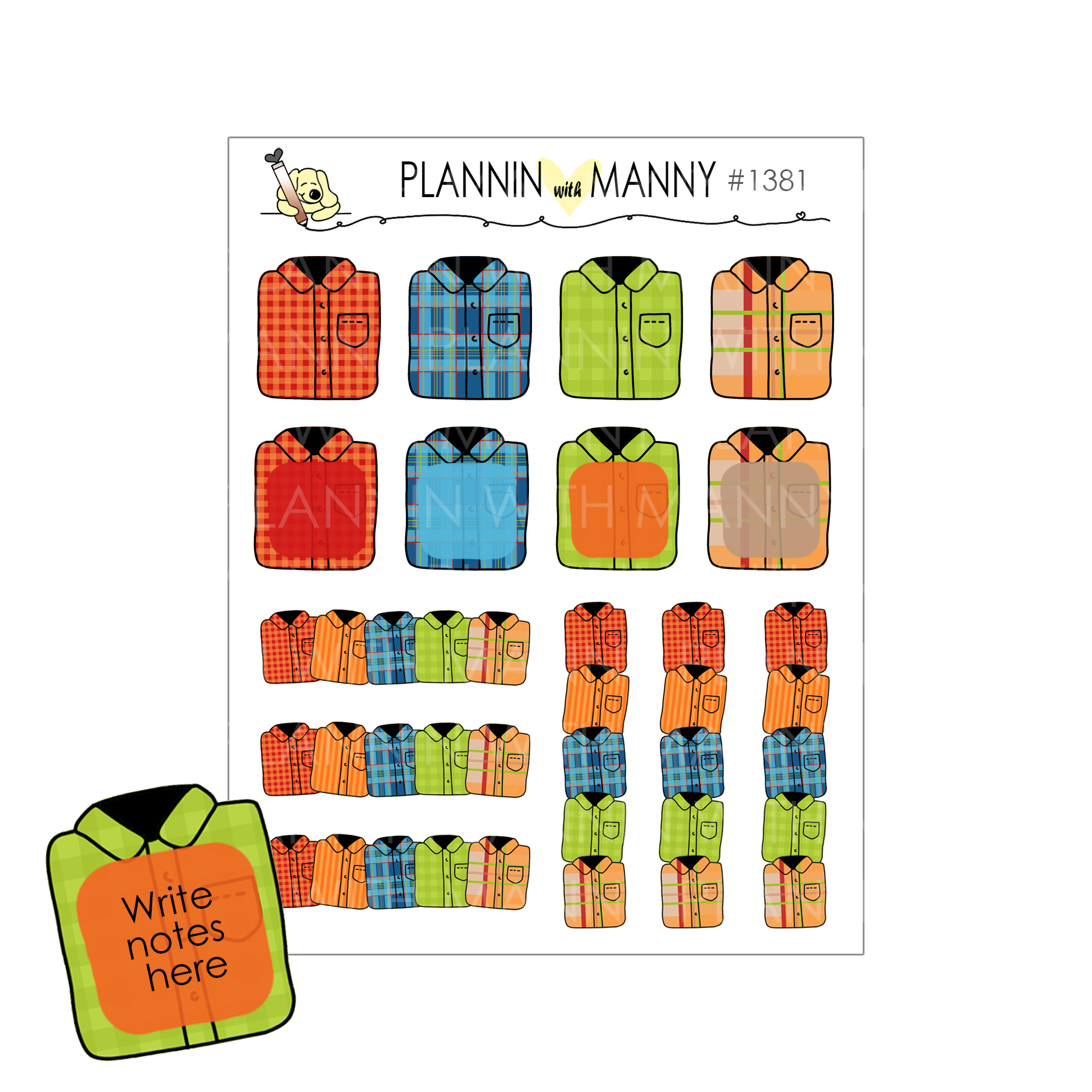 1381 Plaid Shirt Write ins, Check List, & Headers - Cozy Doodle Collection