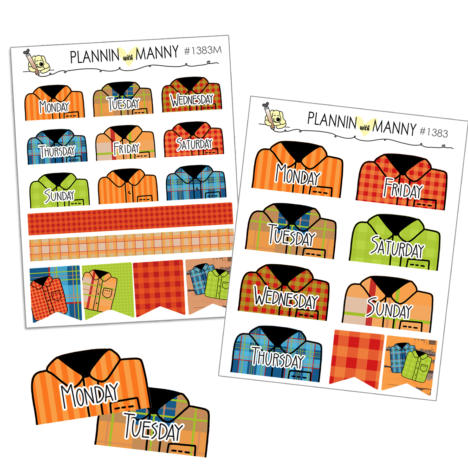 1383 & 1383M Flannel Shirt Date Covers - Cozy Doodle Collection