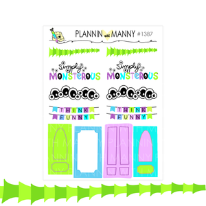 1387 Simply Monsterous Mini Banners & Write In Door Planner Stickers