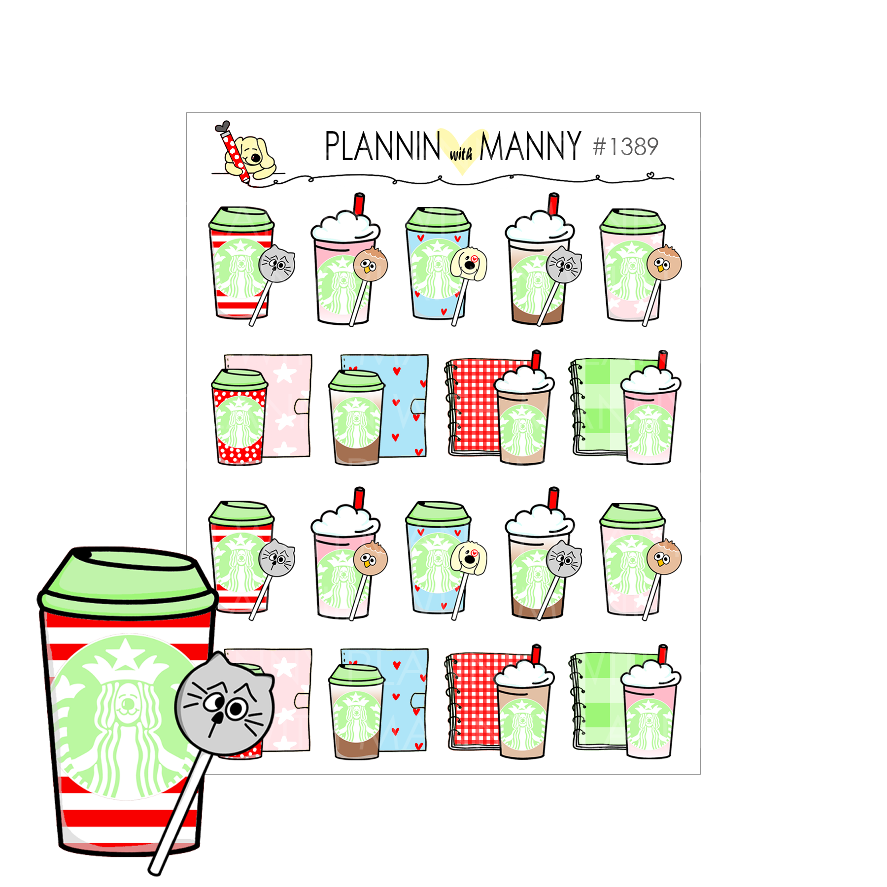 1389 Planners, Coffee, and Cake Pops Planner Stickers