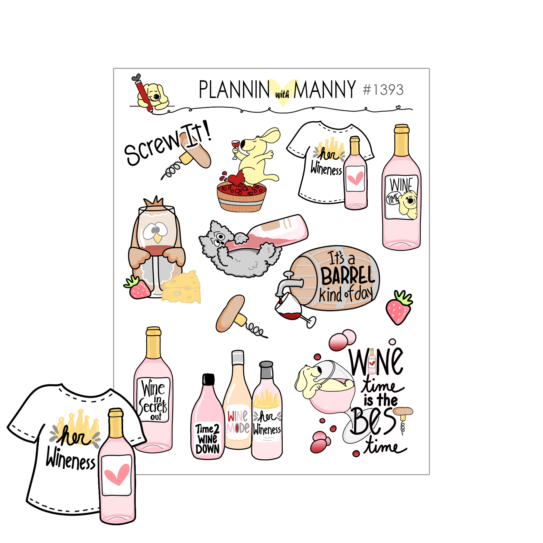 1393 Wine O Clock Assorted Planner Stickers