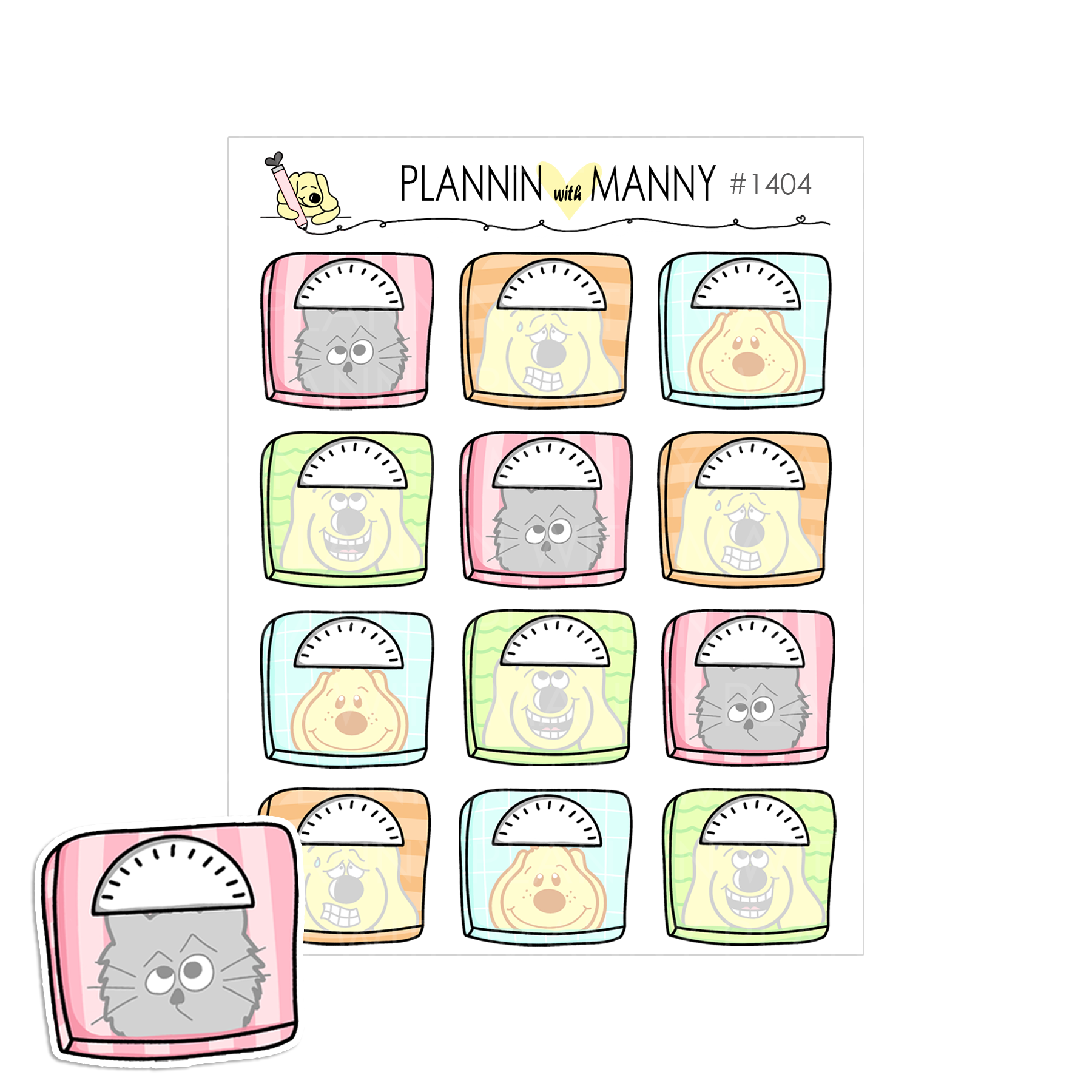 1404 Scale Write In Weight Planner Stickers
