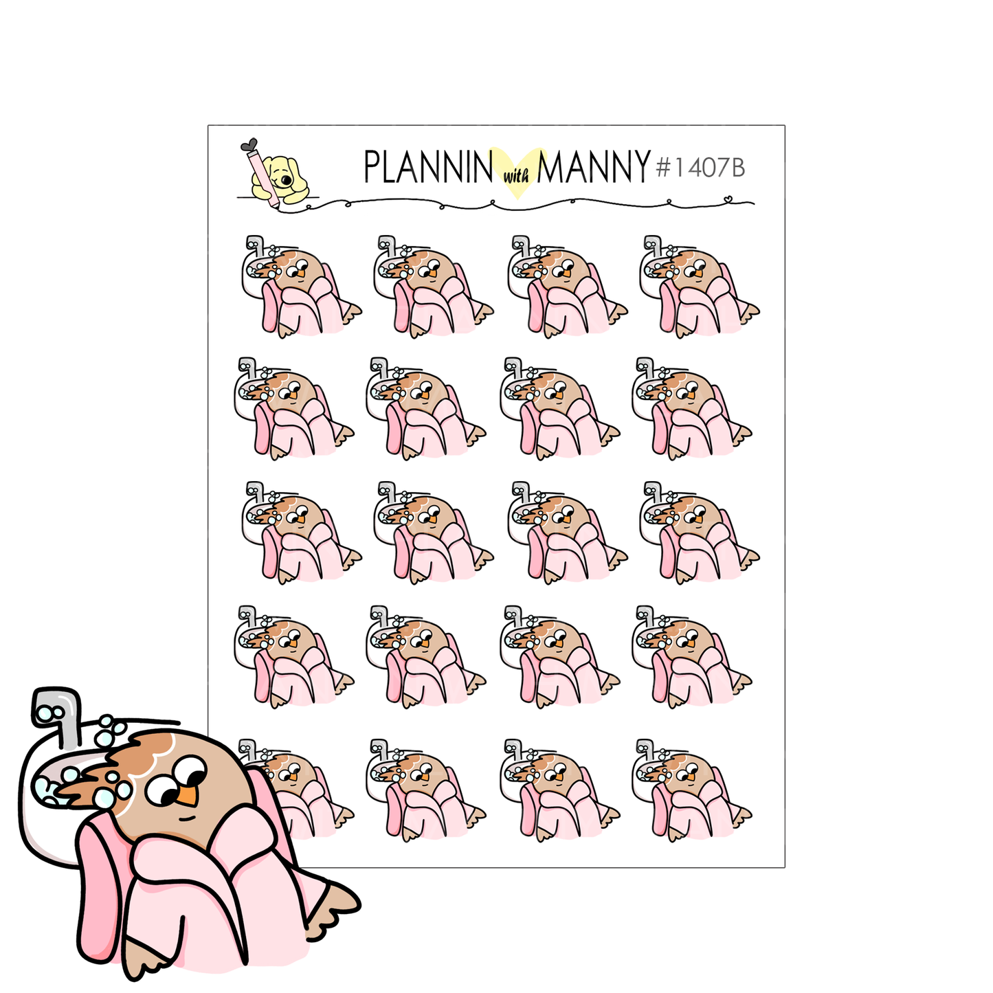 1407B Owly Hair Wash Planner Stickers