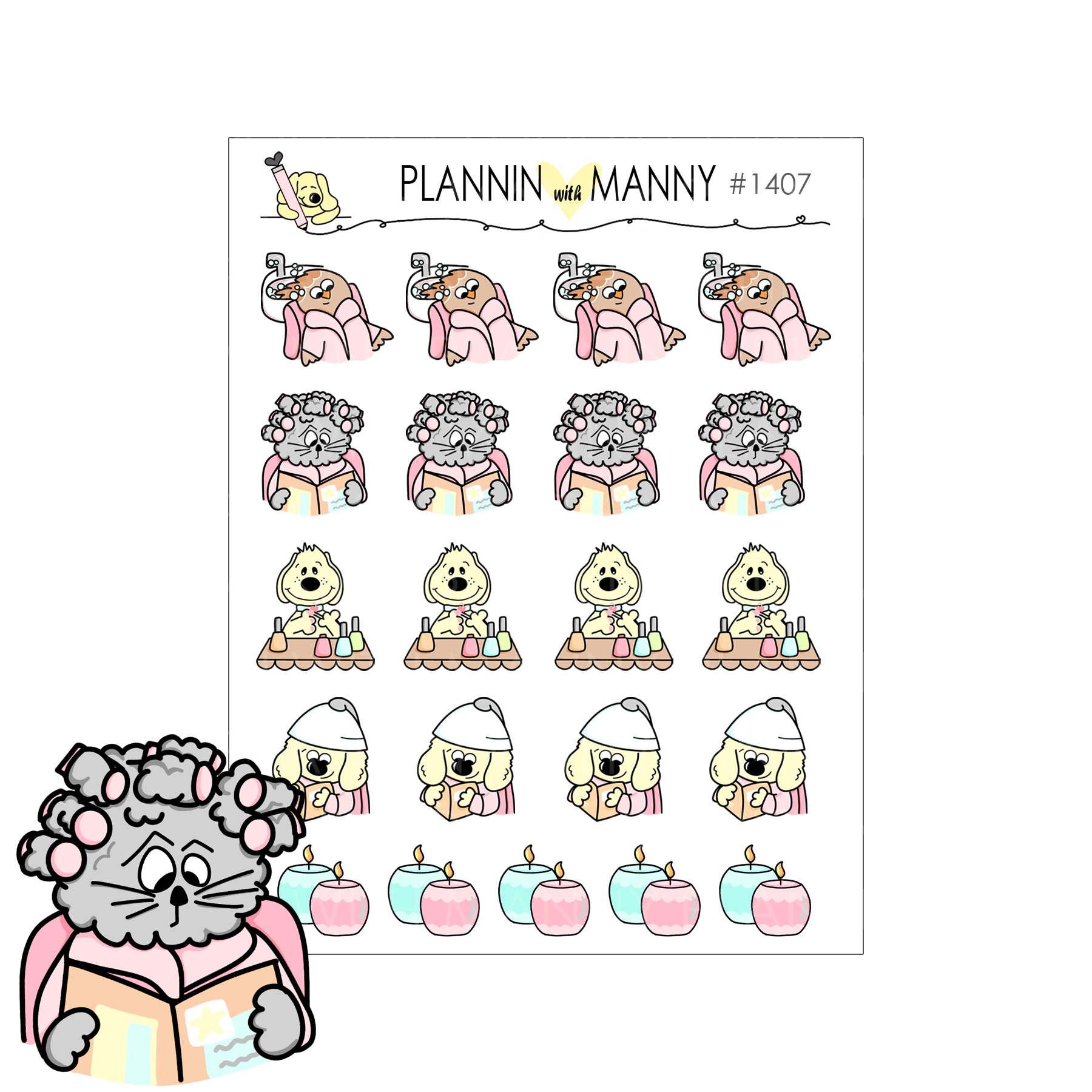 1407A Salon Mixed Character Planner Stickers