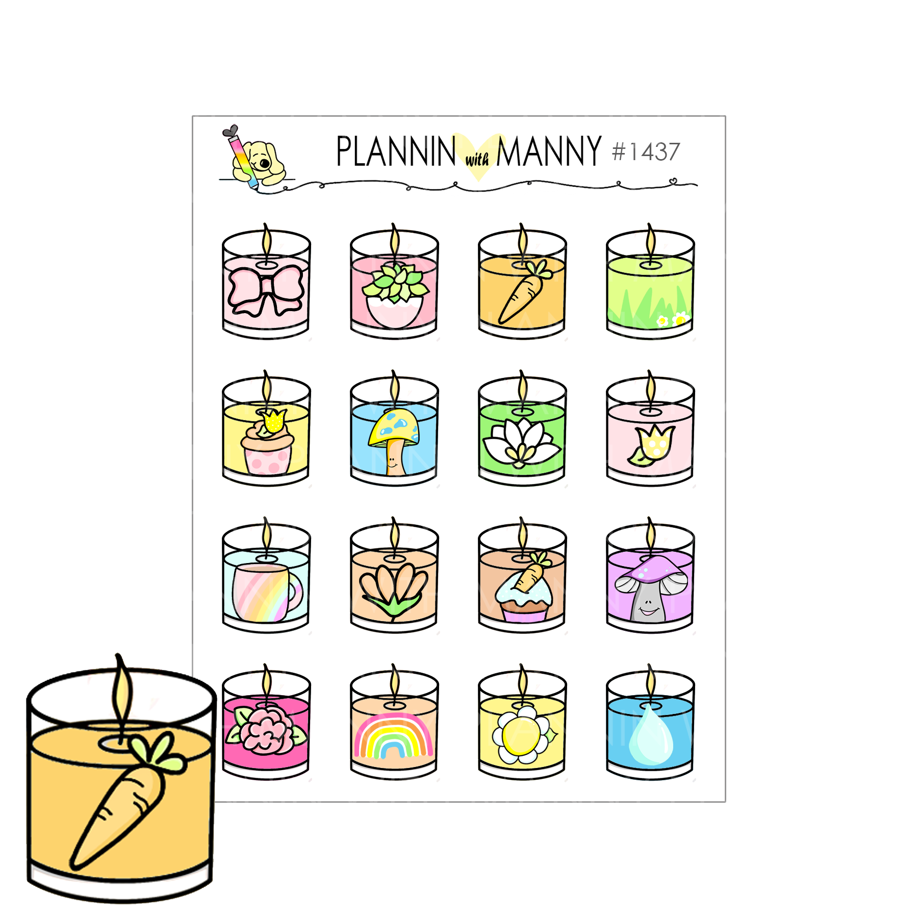 1437 Spring Candle Planner Stickers