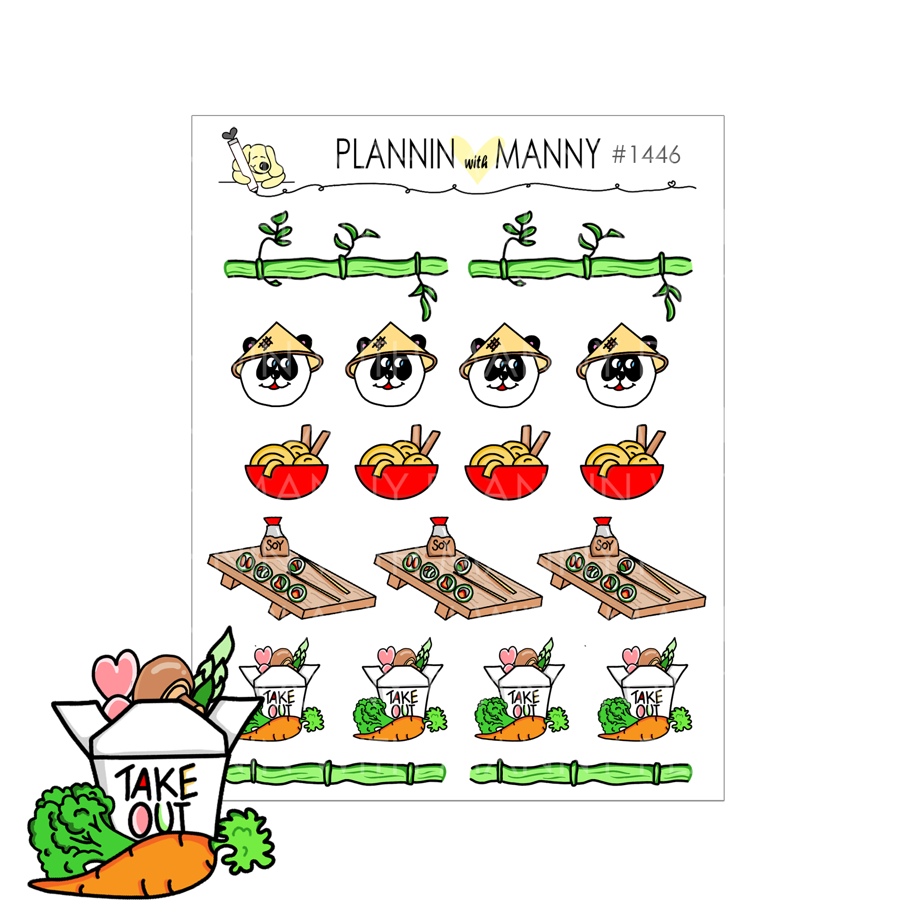 1446 Yummy Panda Deco Planner Stickers