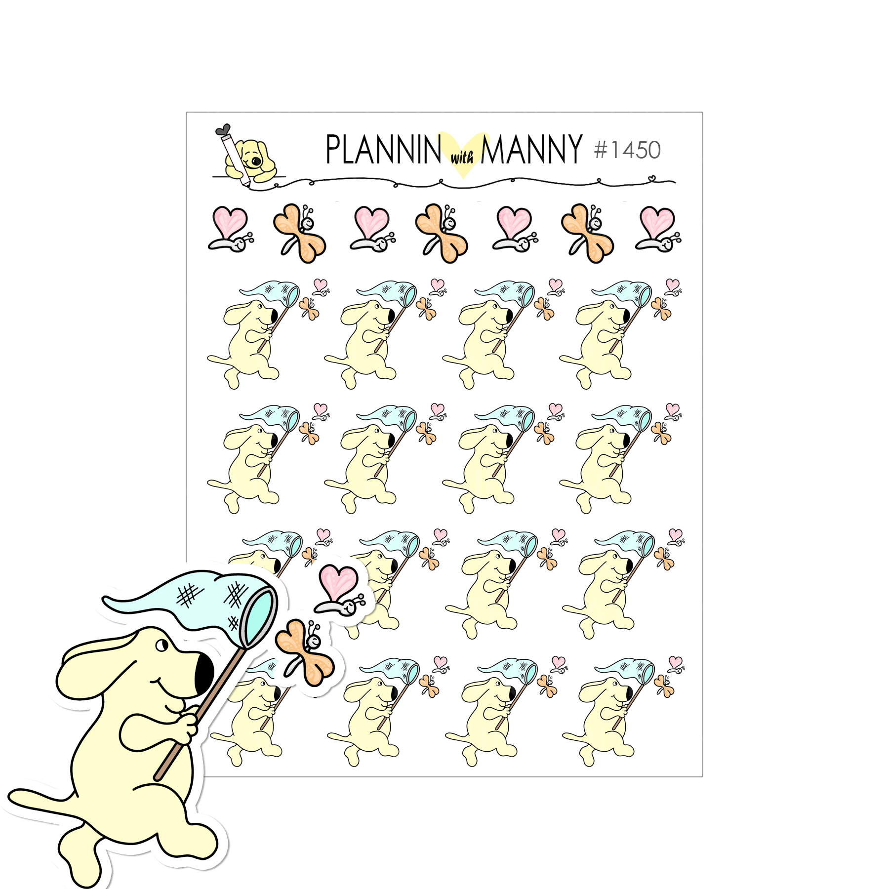 1450 Butterfly Catching Manny Planner Stickers