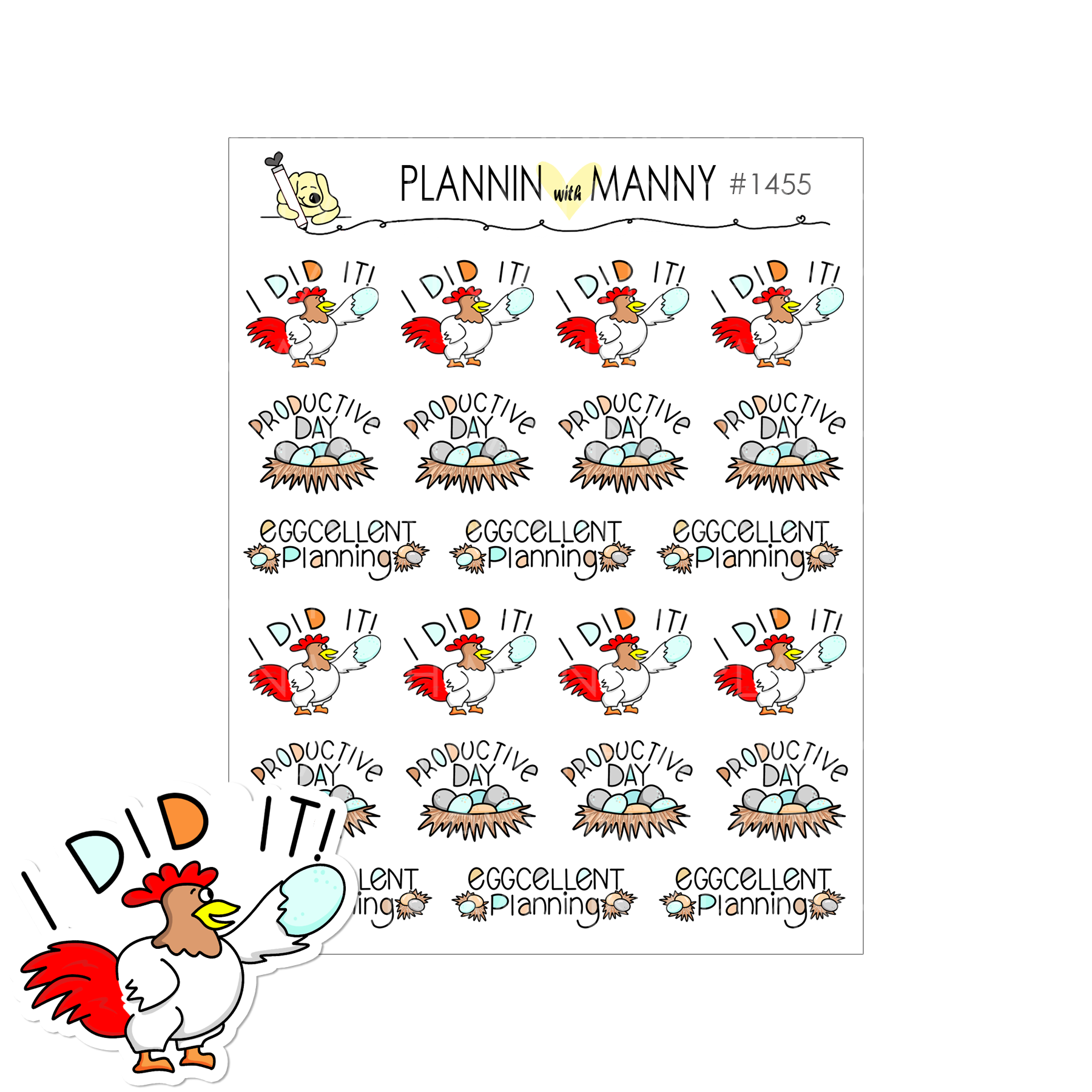 1455 Chicken & Egg Inspriring Planner Stickers