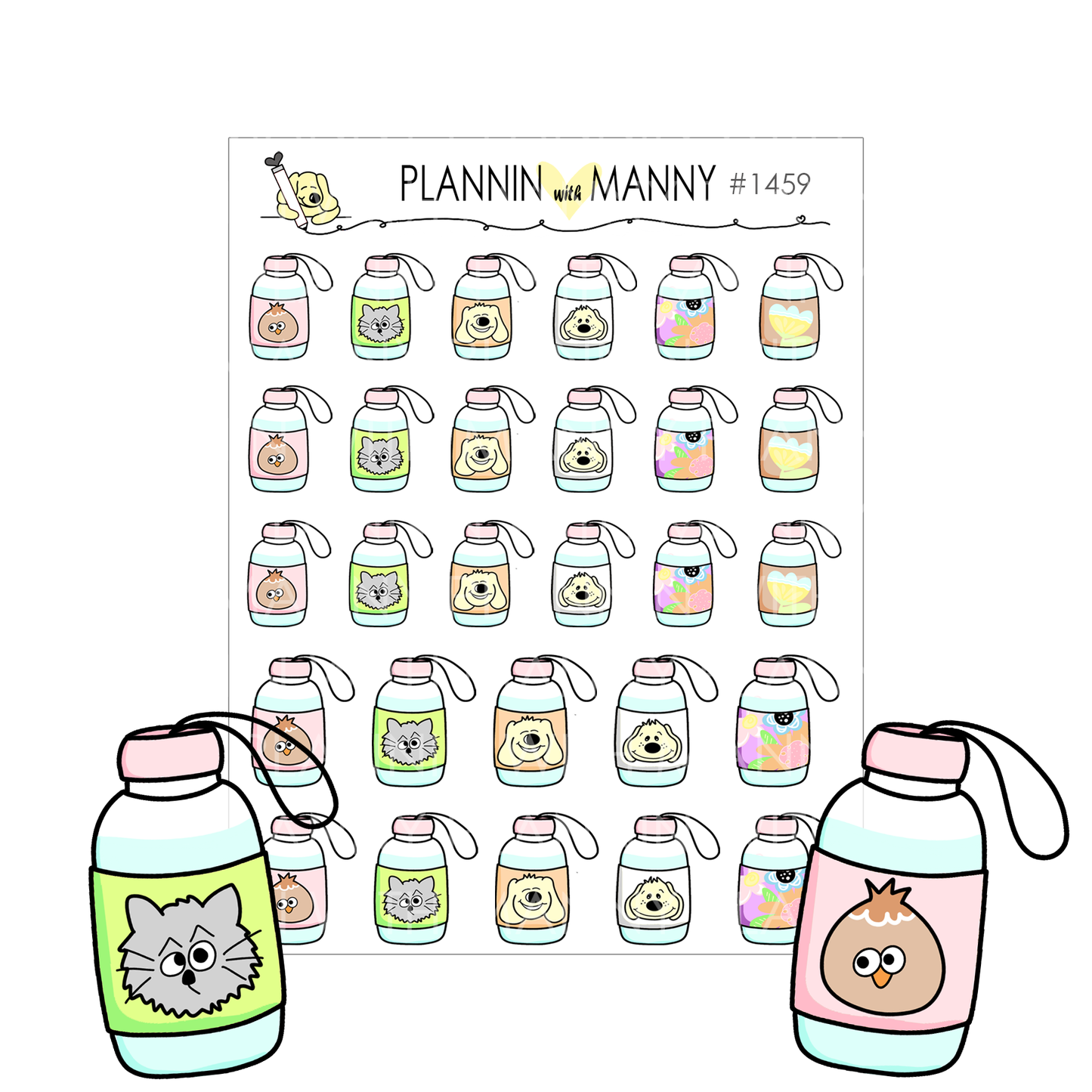 1459 Water Bottle Planner Stickers