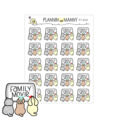 1464 Family Movie night Planner Stickers