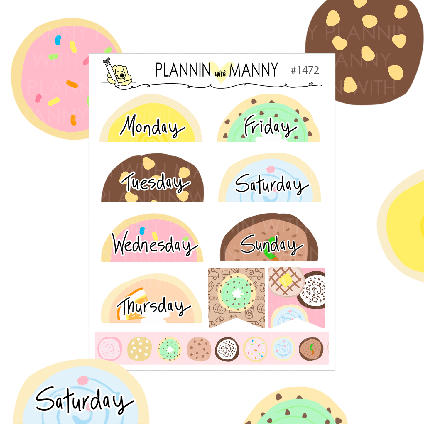 1472 & 1472M Crumbly Cookies Date Cover Planner Stickers