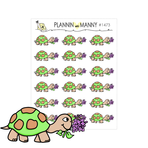 1473 Turtle and Lilacs Planner Stickers