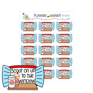 1474 ScootUp To the Window Scooters Coffee Planner Stickers