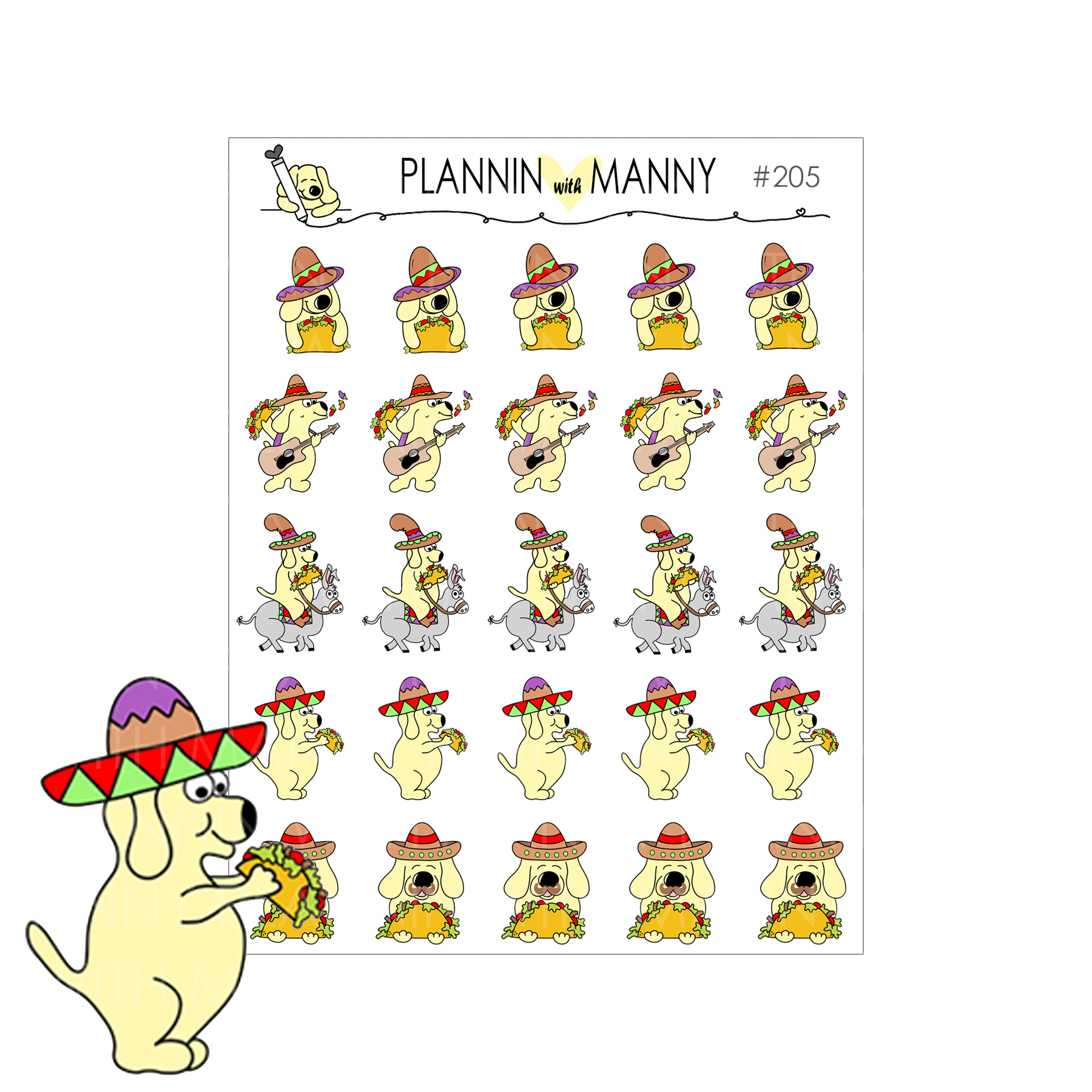 205 Taco Manny Planner Stickers