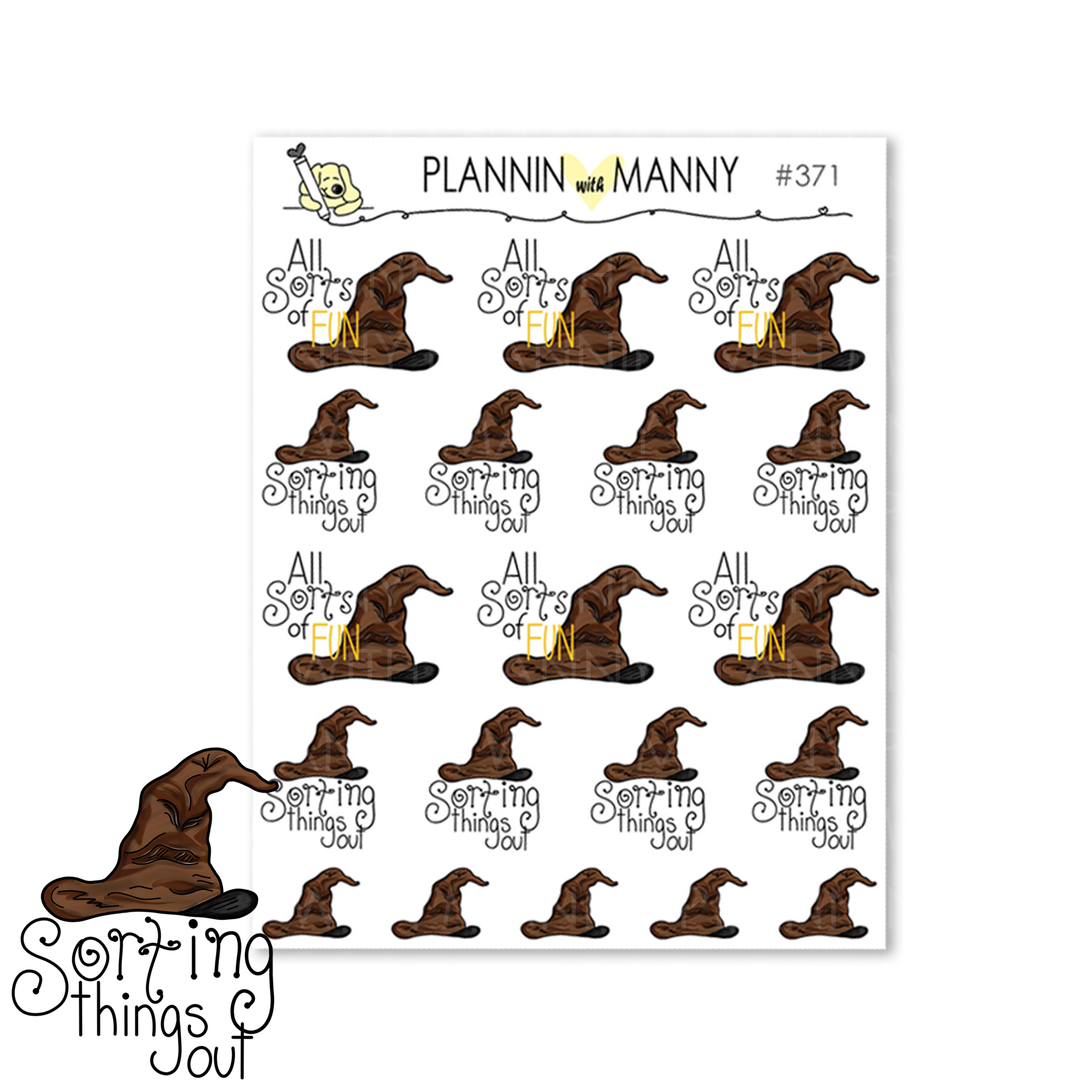 371,SORTING HAT STICKERS,Wizard Hat Stickers,Magic Planner Stickers,Witch Hat Stickers,Wizards Planner Stickers