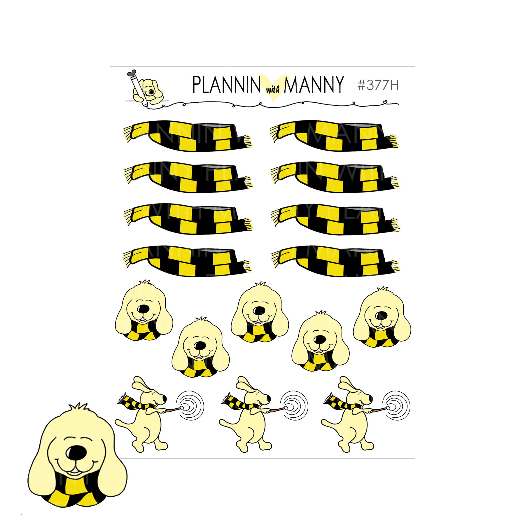 377H Hufflepuff Scarf Headers and Deco Planner Stickers