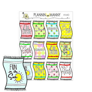 440 BEACH TOWEL STICKERS Planner Stickers - Beachin Collection