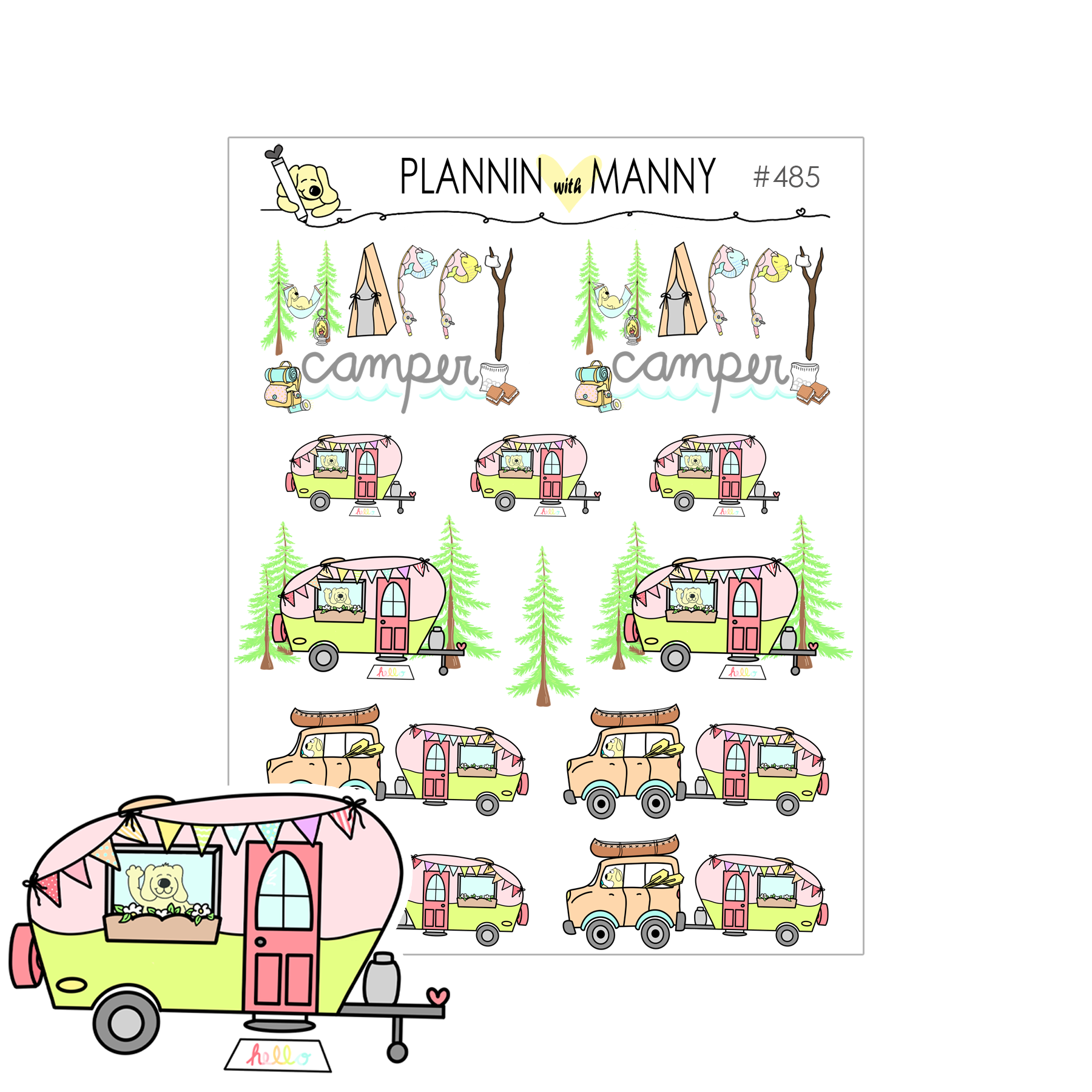485 Happy Camper Planner Stickers