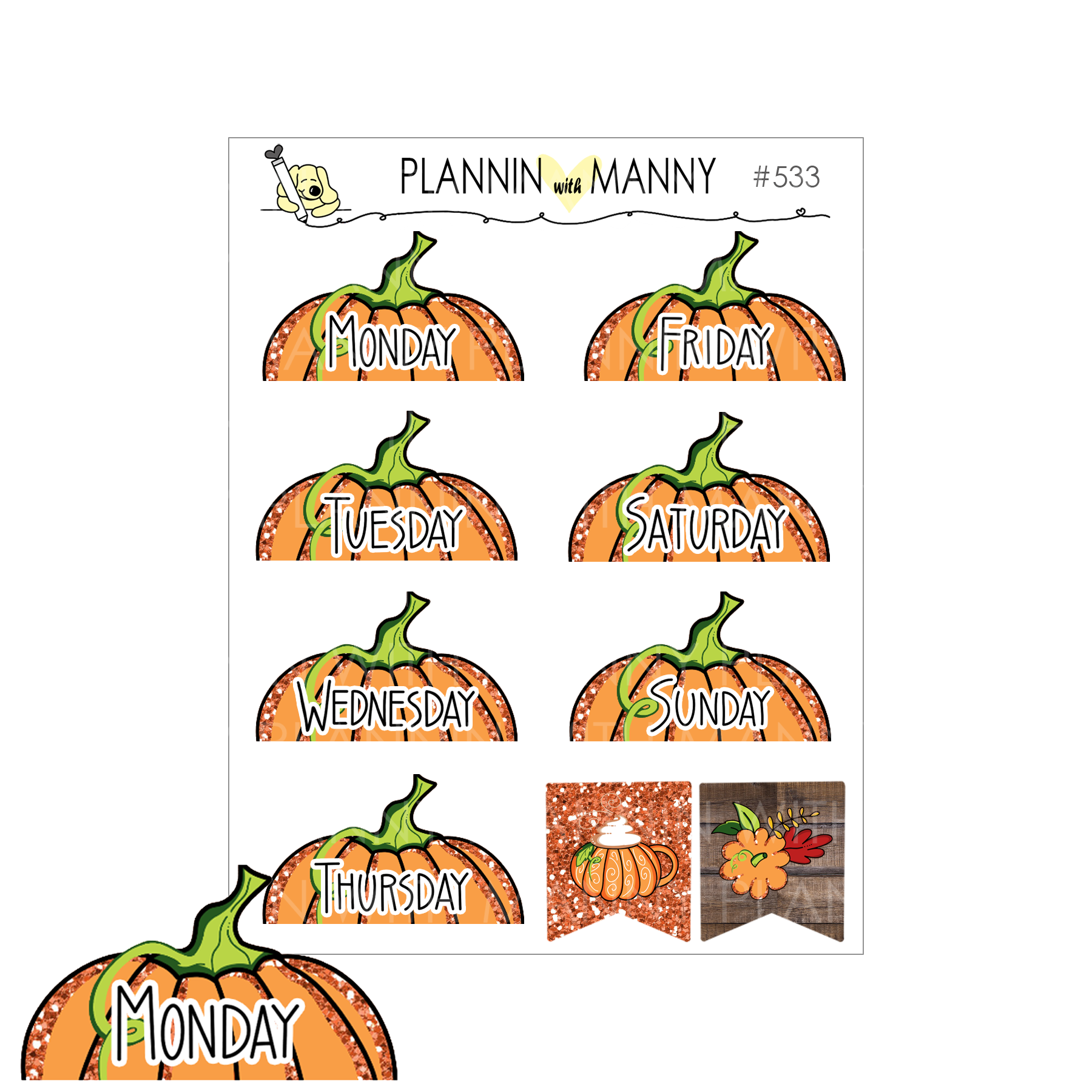 533 Pumpkin Date Cover Planner Stickers - Fallin for Fall Collection
