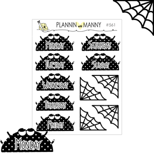 561 Spider Date Cover Planner Stickers- Spook City Collection