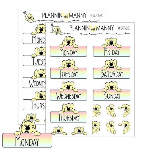 576 Moody Manny Date Cover Planner Stickers