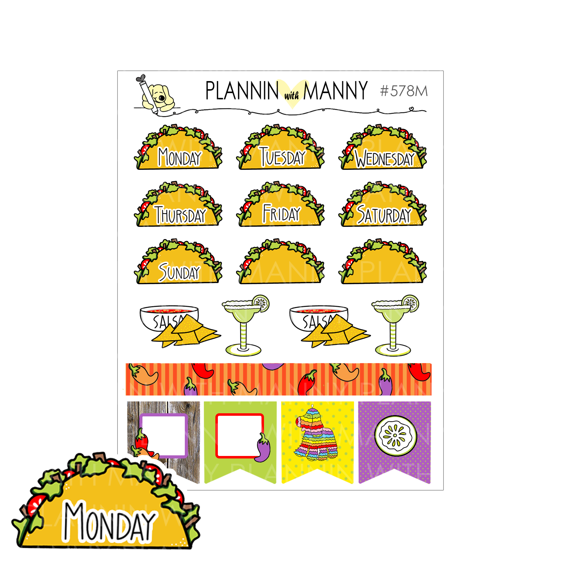 578M Mini Taco Date Planner Stickers