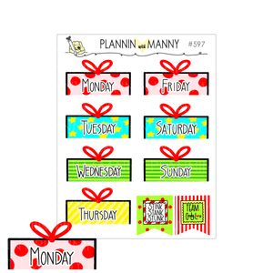 597  Christmas Present Date Cover Planner Sticker