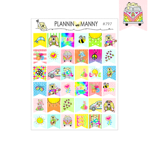 797 SUMMER OF LOVE FLAB Planner Stickers - Summer of Love Collection