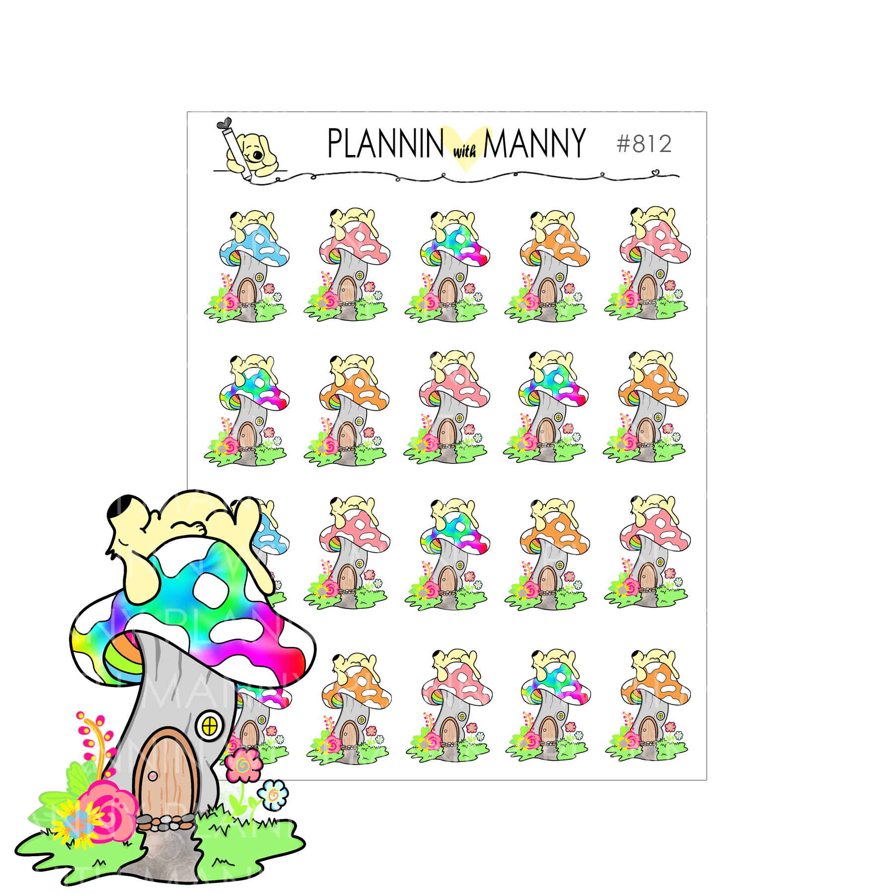 812 MUSHROOM SNOOZE Planner Stickers - Summer of Love Collection