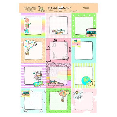 A1000C Day Dreamin1.5" Square Planner Stickers